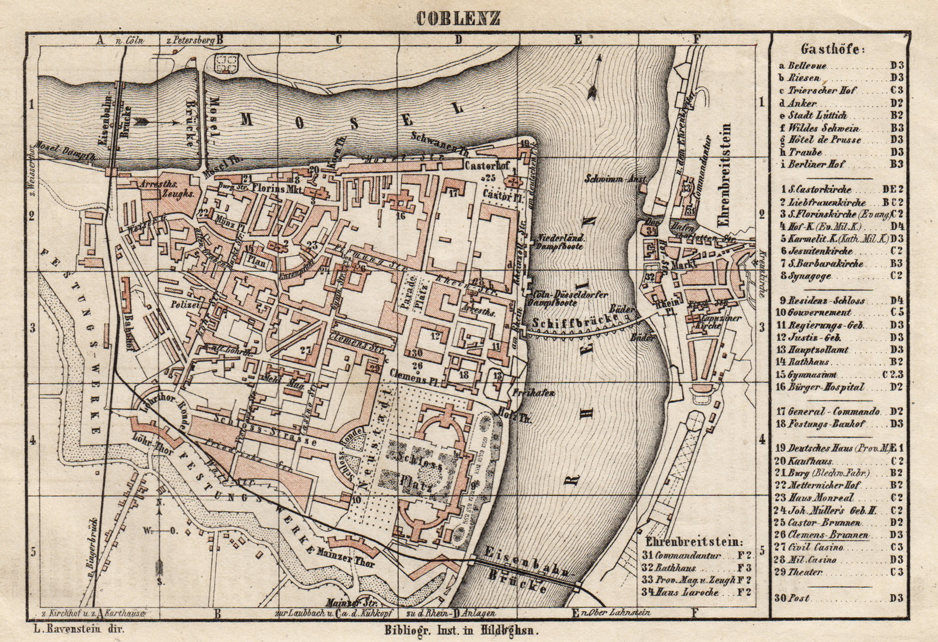 Historischer Stadtplan von Coblenz
